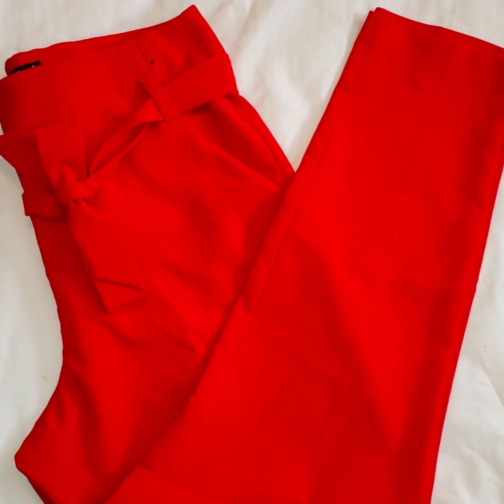 High waisted red tall dresspants